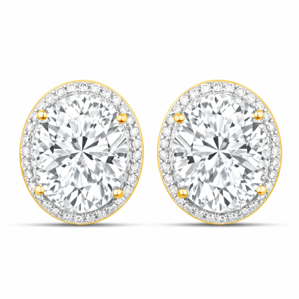 Opulent Oval Diamond Halo Stud Earrings