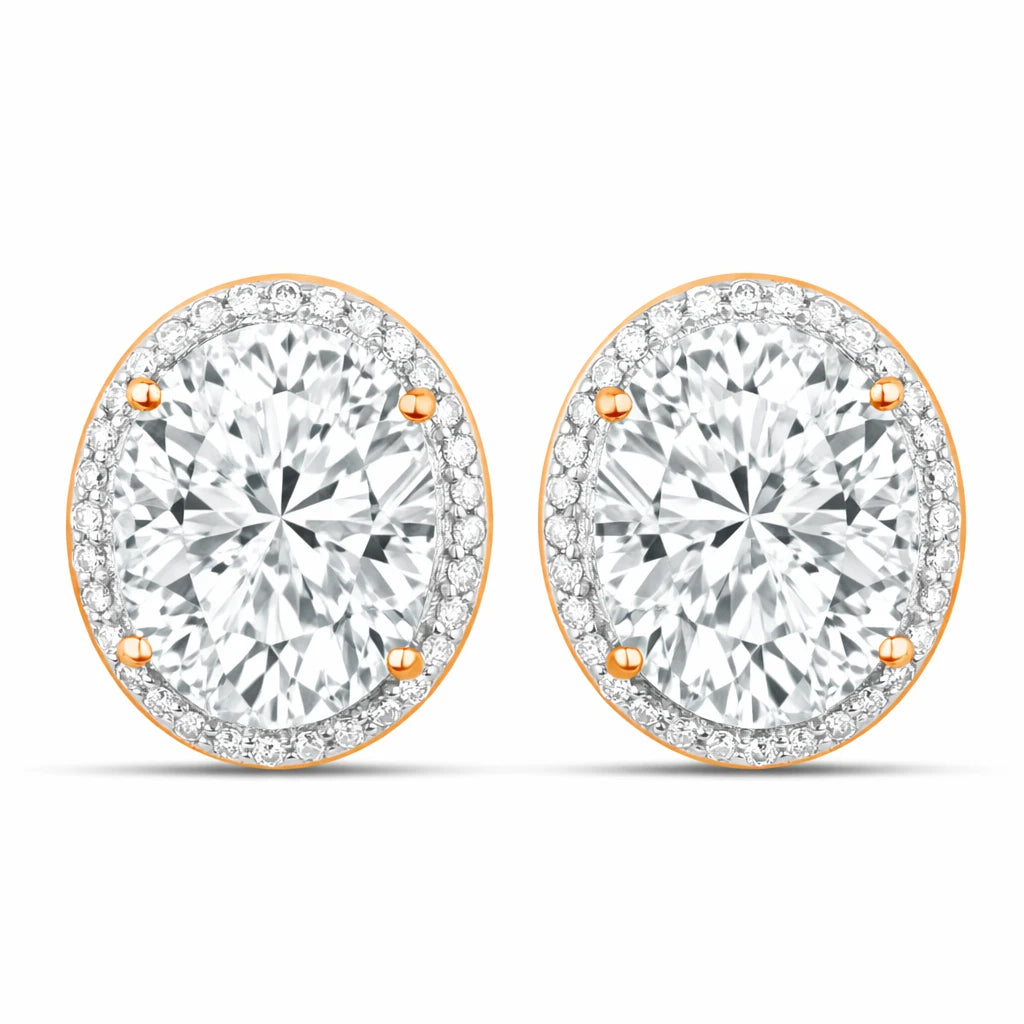 Opulent Oval Diamond Halo Stud Earrings