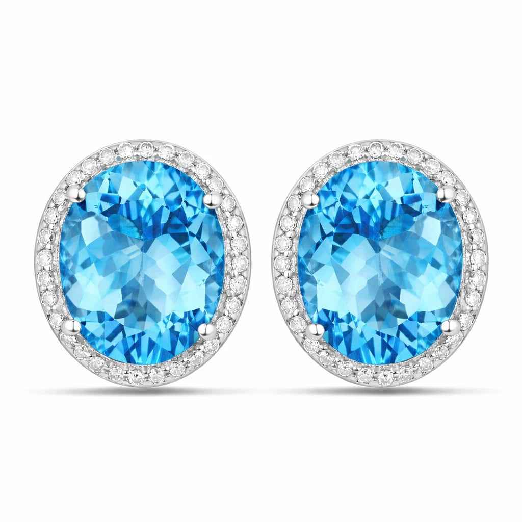 Opulent Oval Diamond Halo Stud Earrings