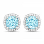 Square Cushion Diamond Halo Stud Earrings