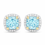 Square Cushion Diamond Halo Stud Earrings
