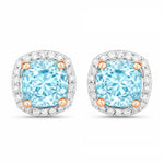 Square Cushion Diamond Halo Stud Earrings