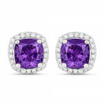 Square Cushion Diamond Halo Stud Earrings