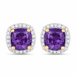 Square Cushion Diamond Halo Stud Earrings