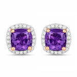 Square Cushion Diamond Halo Stud Earrings