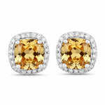 Square Cushion Diamond Halo Stud Earrings