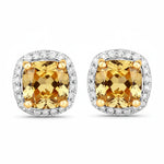 Square Cushion Diamond Halo Stud Earrings