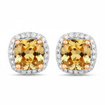 Square Cushion Diamond Halo Stud Earrings