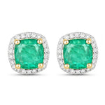 Square Cushion Diamond Halo Stud Earrings