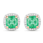 Square Cushion Diamond Halo Stud Earrings