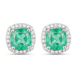 Square Cushion Diamond Halo Stud Earrings