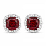 Square Cushion Diamond Halo Stud Earrings