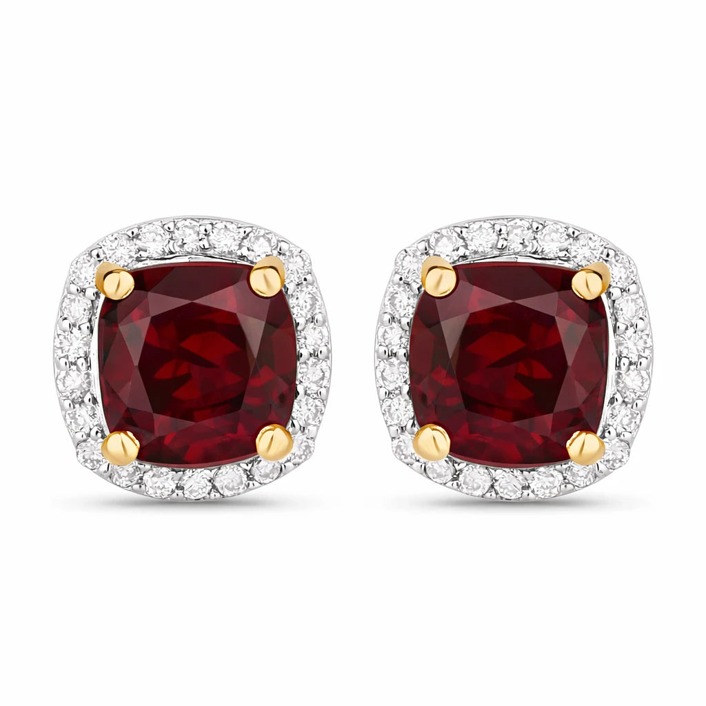 Square Cushion Diamond Halo Stud Earrings