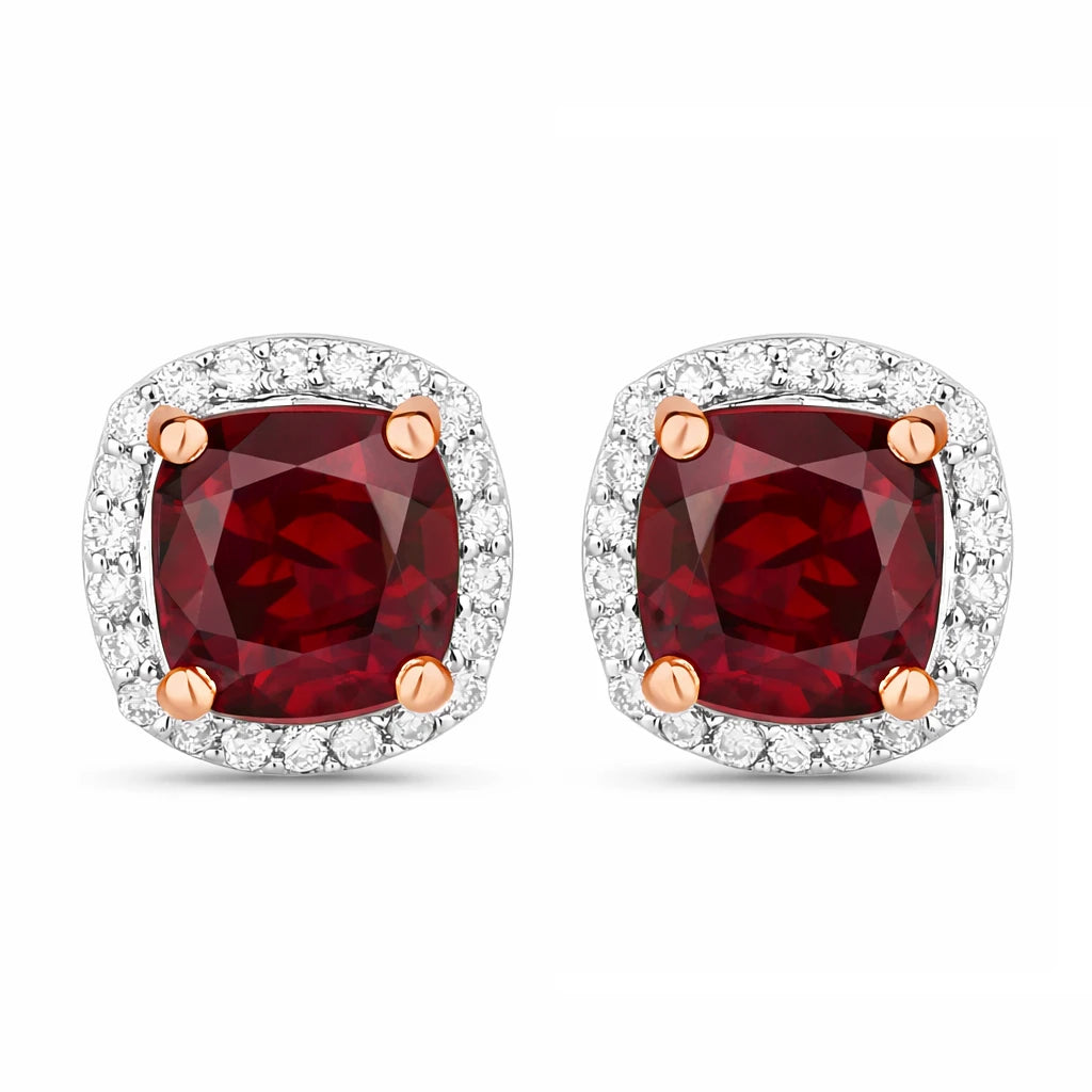 Square Cushion Diamond Halo Stud Earrings