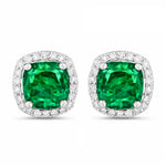 Square Cushion Diamond Halo Stud Earrings