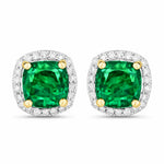 Square Cushion Diamond Halo Stud Earrings