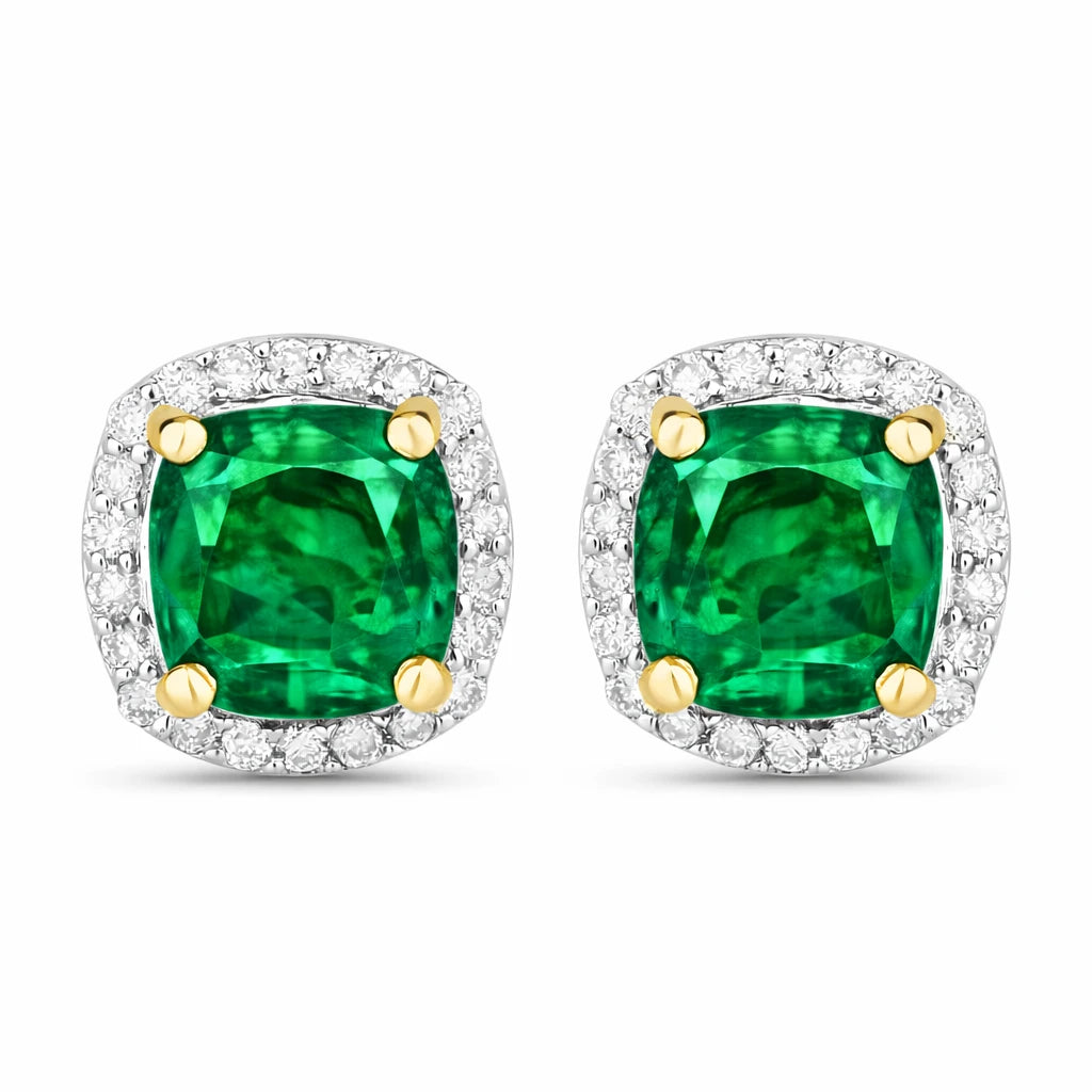 Square Cushion Diamond Halo Stud Earrings