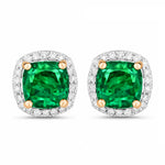 Square Cushion Diamond Halo Stud Earrings