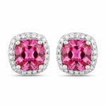 Square Cushion Diamond Halo Stud Earrings