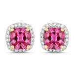 Square Cushion Diamond Halo Stud Earrings