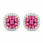 Square Cushion Diamond Halo Stud Earrings