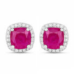 Square Cushion Diamond Halo Stud Earrings