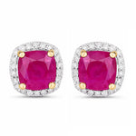 Square Cushion Diamond Halo Stud Earrings