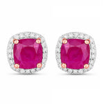 Square Cushion Diamond Halo Stud Earrings