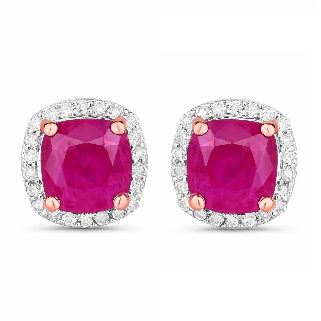 Square Cushion Diamond Halo Stud Earrings
