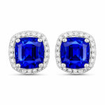 Square Cushion Diamond Halo Stud Earrings