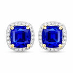 Square Cushion Diamond Halo Stud Earrings