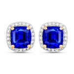 Square Cushion Diamond Halo Stud Earrings