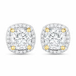 Square Cushion Diamond Halo Stud Earrings