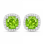 Square Cushion Diamond Halo Stud Earrings