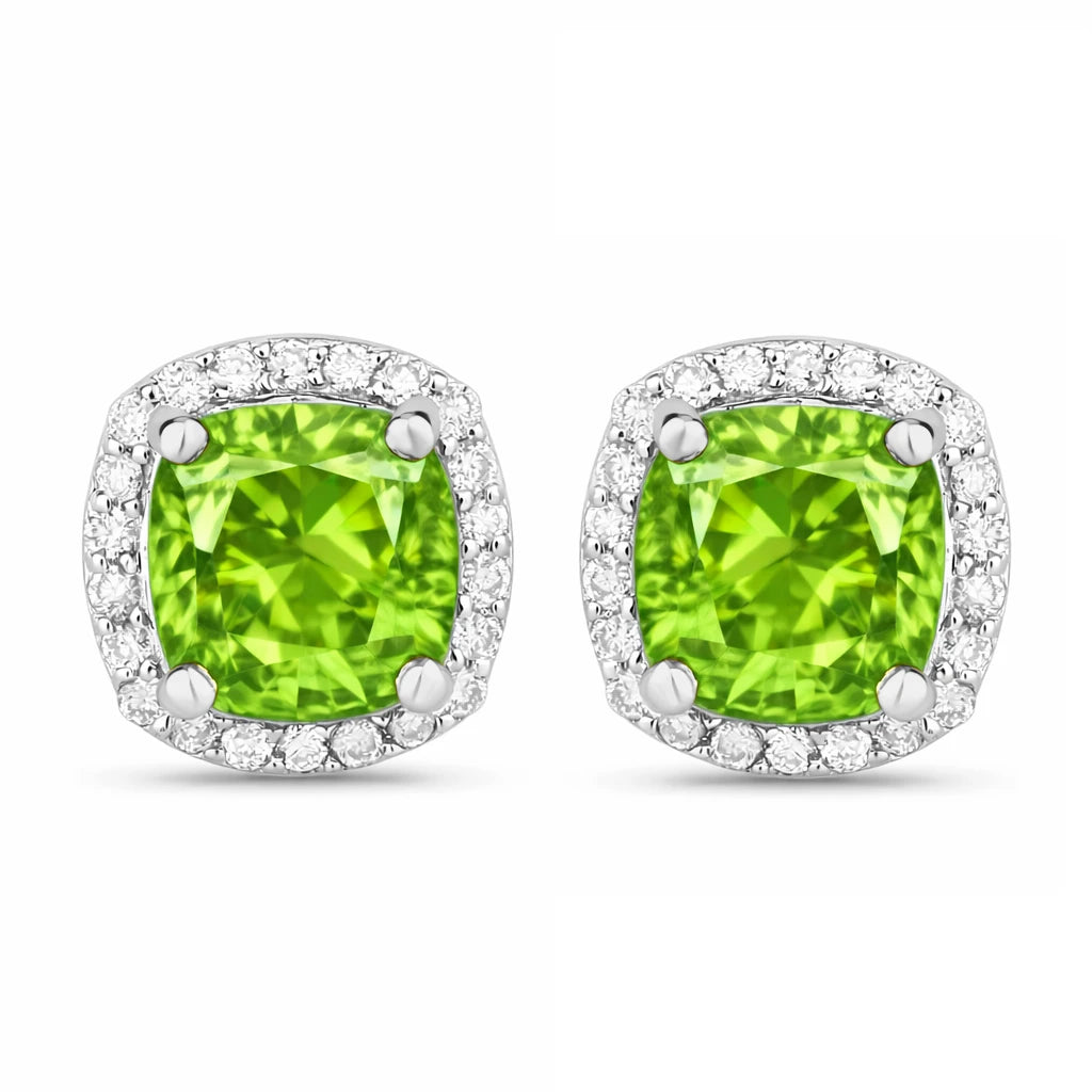 Square Cushion Diamond Halo Stud Earrings