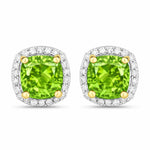 Square Cushion Diamond Halo Stud Earrings