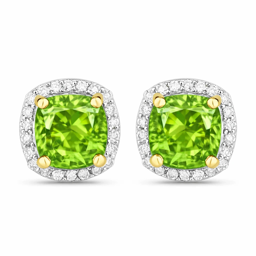 Square Cushion Diamond Halo Stud Earrings
