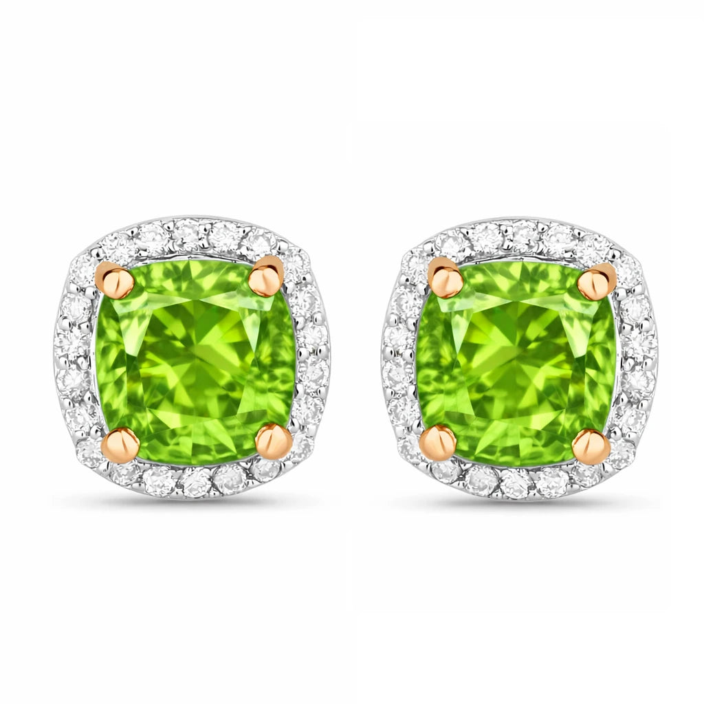 Square Cushion Diamond Halo Stud Earrings