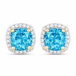 Square Cushion Diamond Halo Stud Earrings