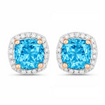 Square Cushion Diamond Halo Stud Earrings