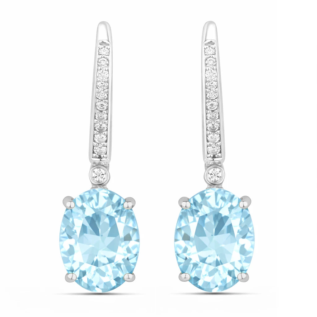 Statement Oval Diamond Accent Drop Earrings