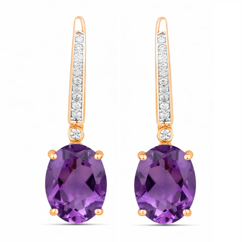 Statement Oval Diamond Accent Drop Earrings
