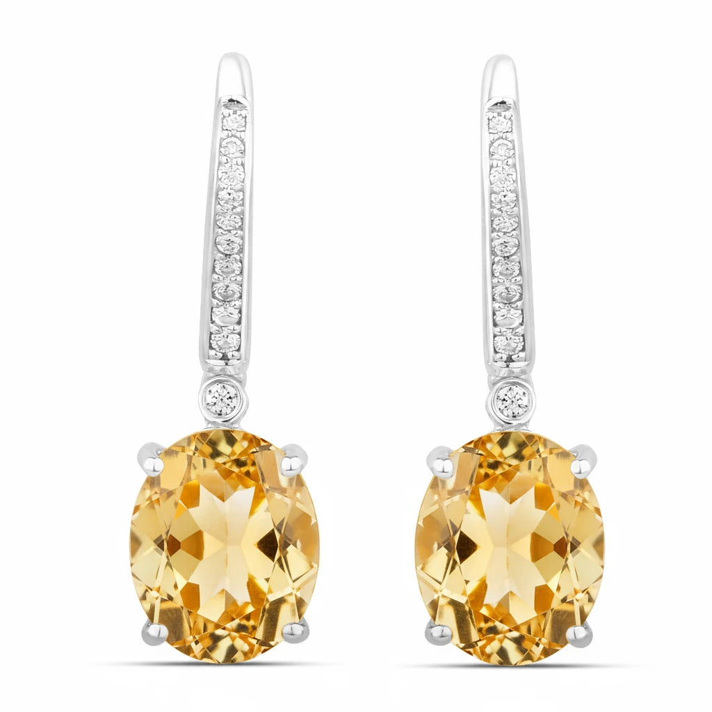 Statement Oval Diamond Accent Drop Earrings