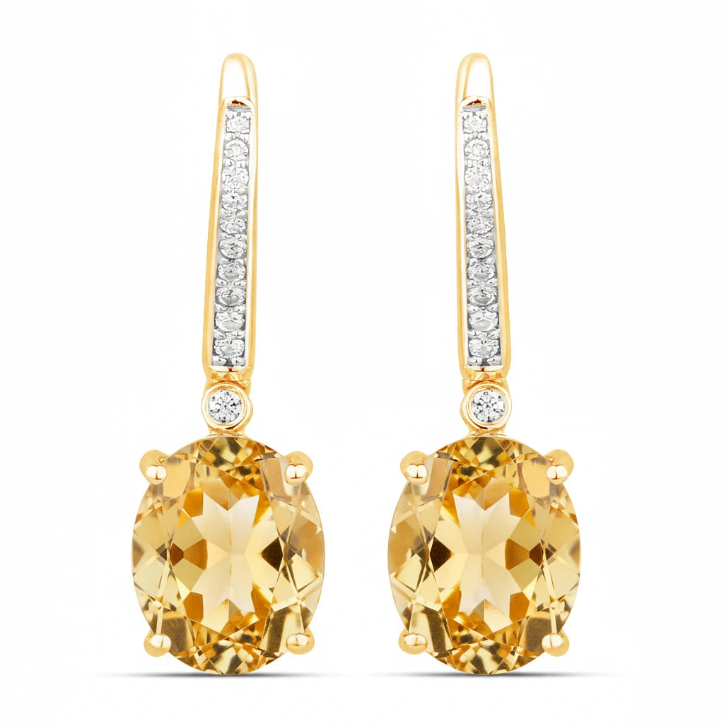 Statement Oval Diamond Accent Drop Earrings