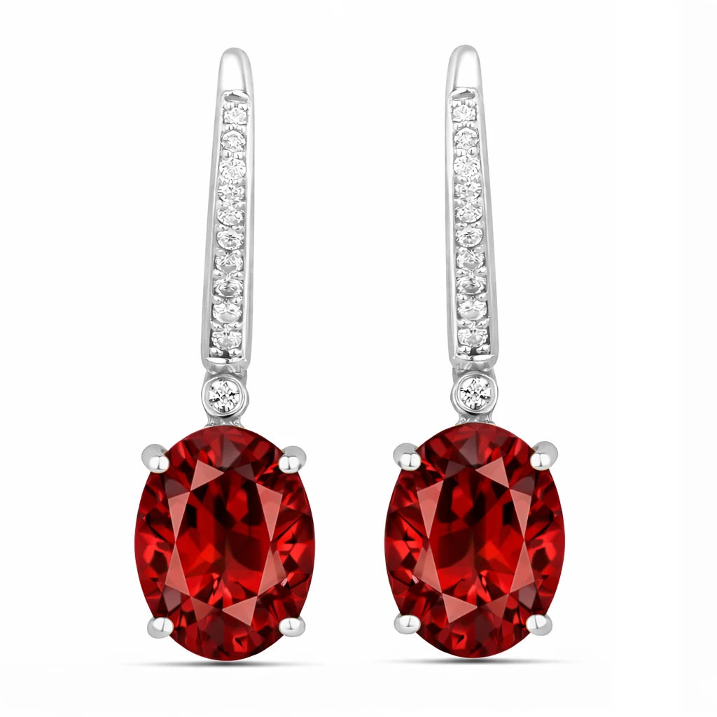 Statement Oval Diamond Accent Drop Earrings