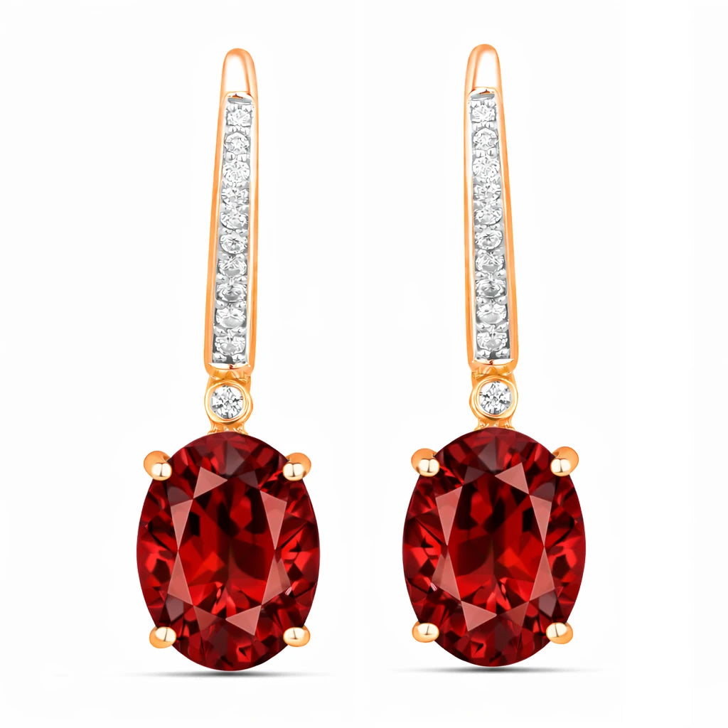 Statement Oval Diamond Accent Drop Earrings