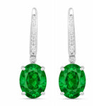 Statement Oval Diamond Accent Drop Earrings