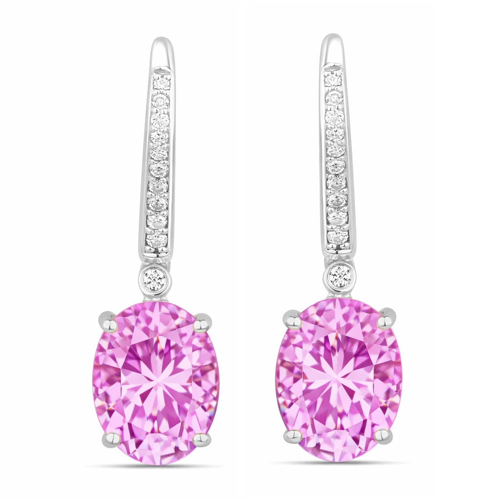 Statement Oval Diamond Accent Drop Earrings