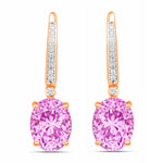 Statement Oval Diamond Accent Drop Earrings