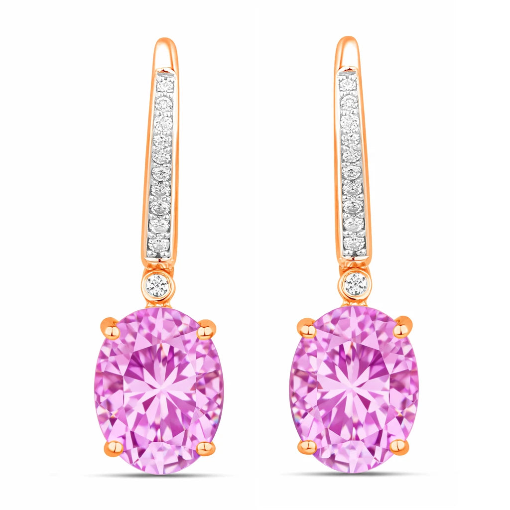 Statement Oval Diamond Accent Drop Earrings